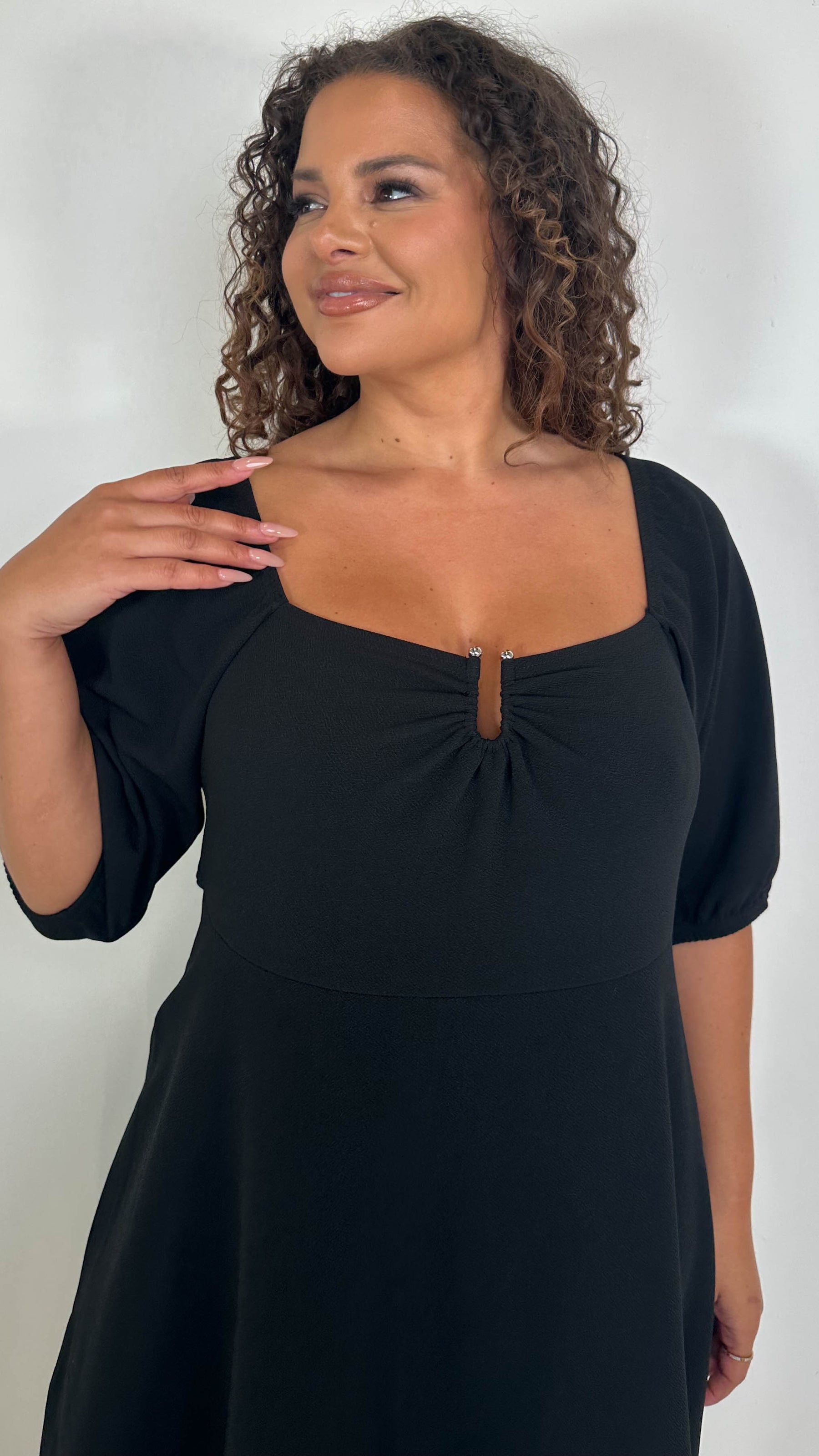 CurveWow Ubar Midi Dress Black Curvewow CurveWow Ubar Midi Dress Black Curvewow