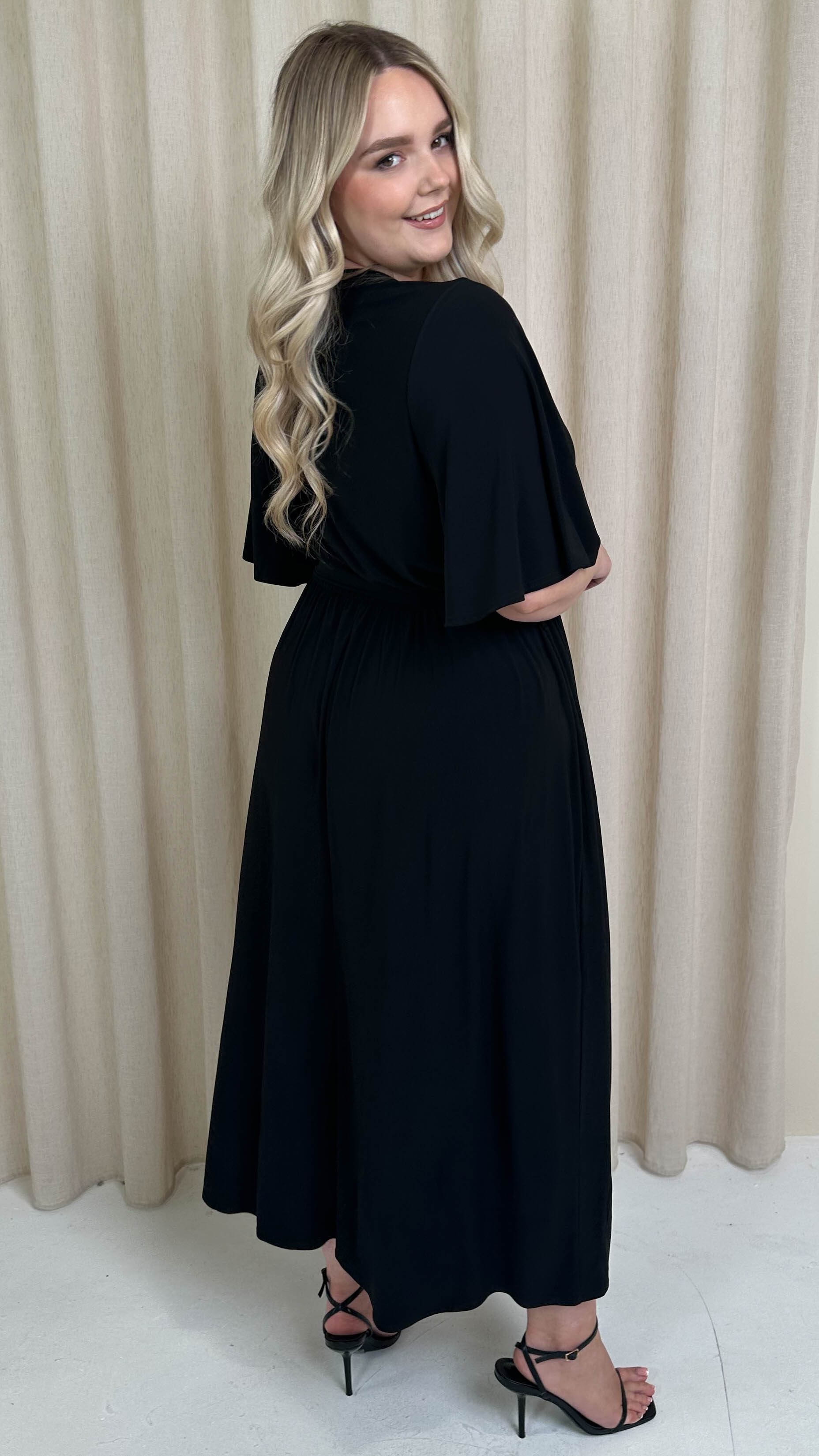 CurveWow D Ring Belted Wrap Dress Black