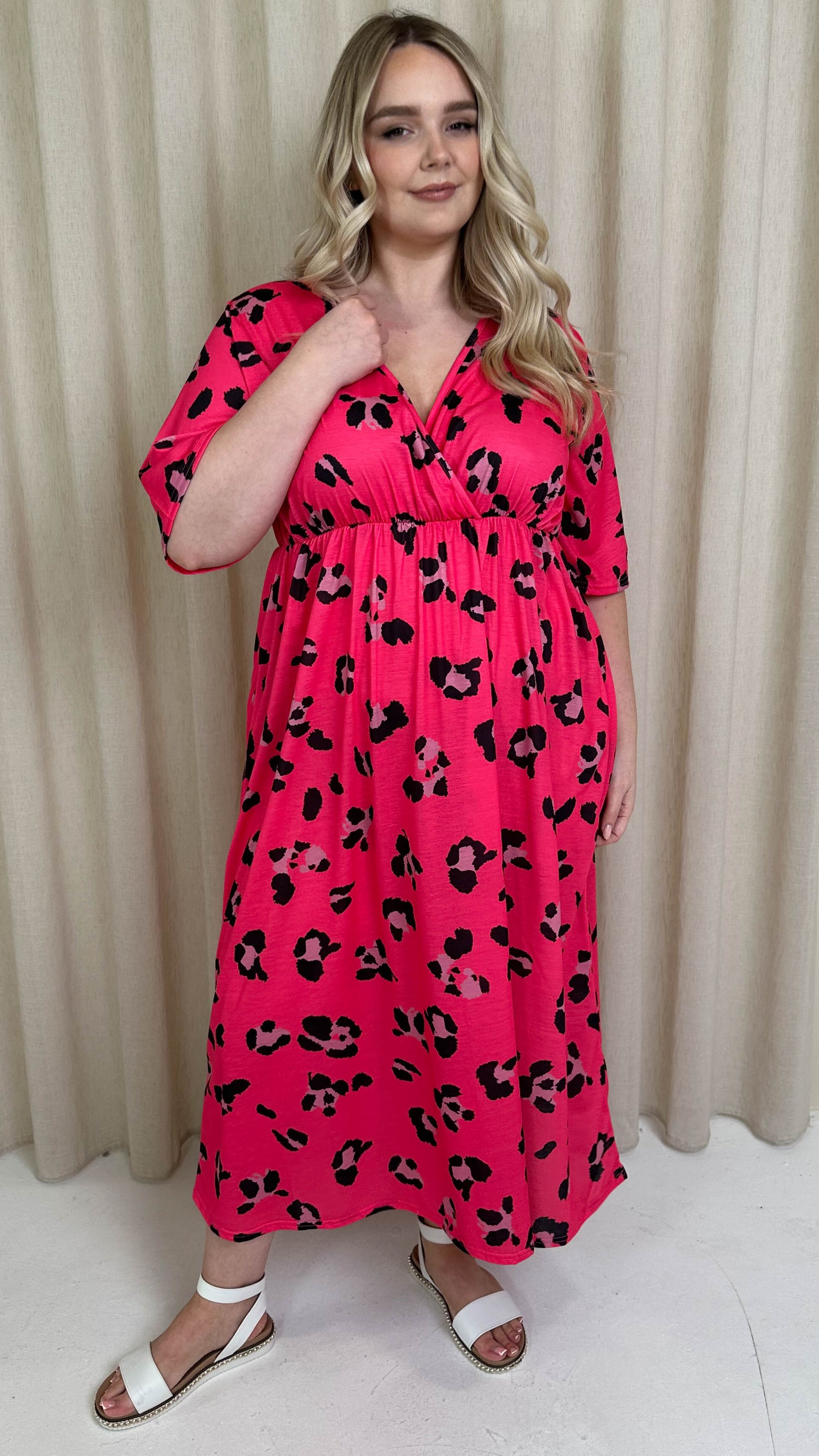 bright pink leopard print dress Sleeveless Maxi Dress - Neon Pink Leopard
