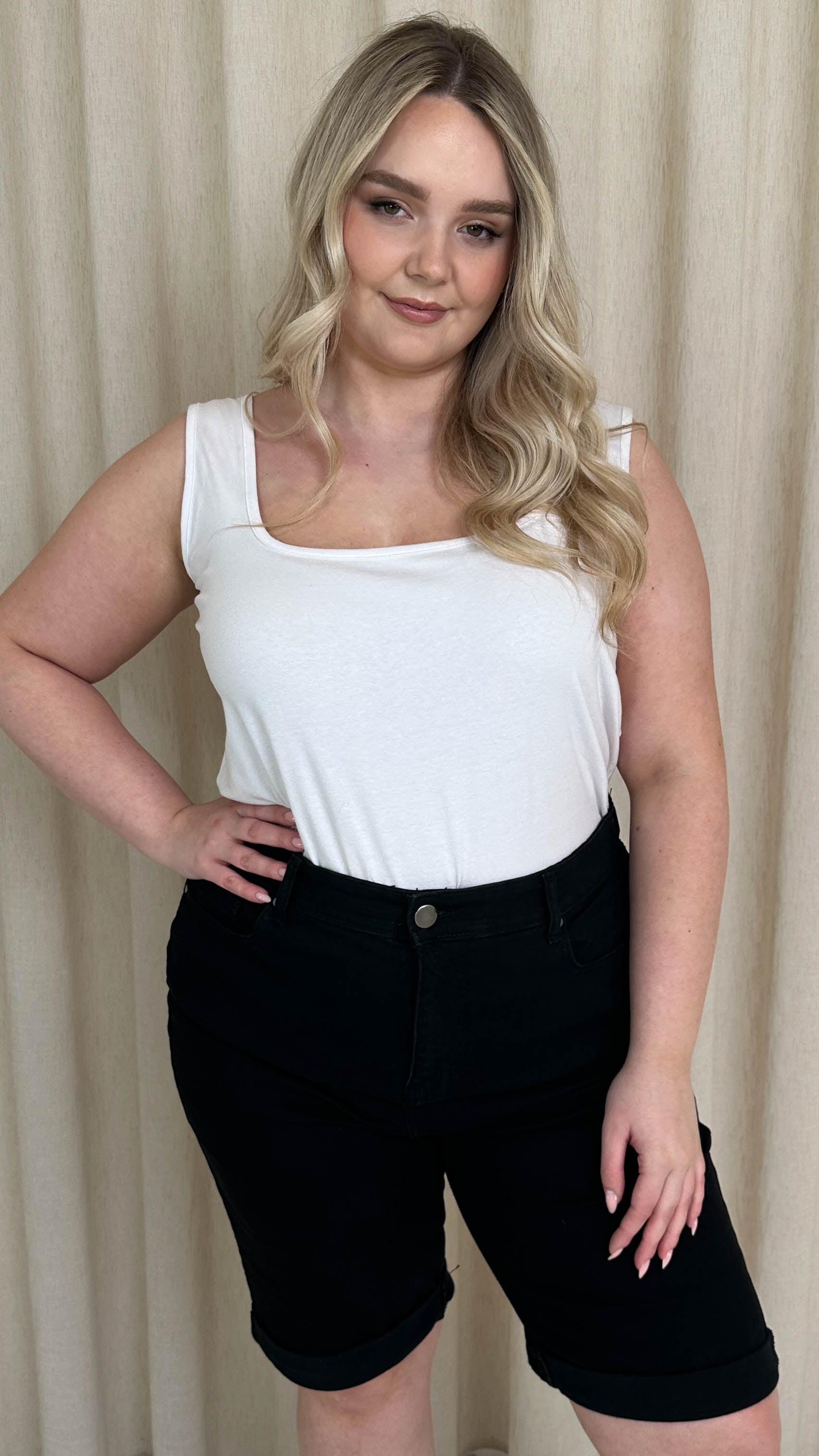 CurveWow Mom Style Denim Shorts Jet Black