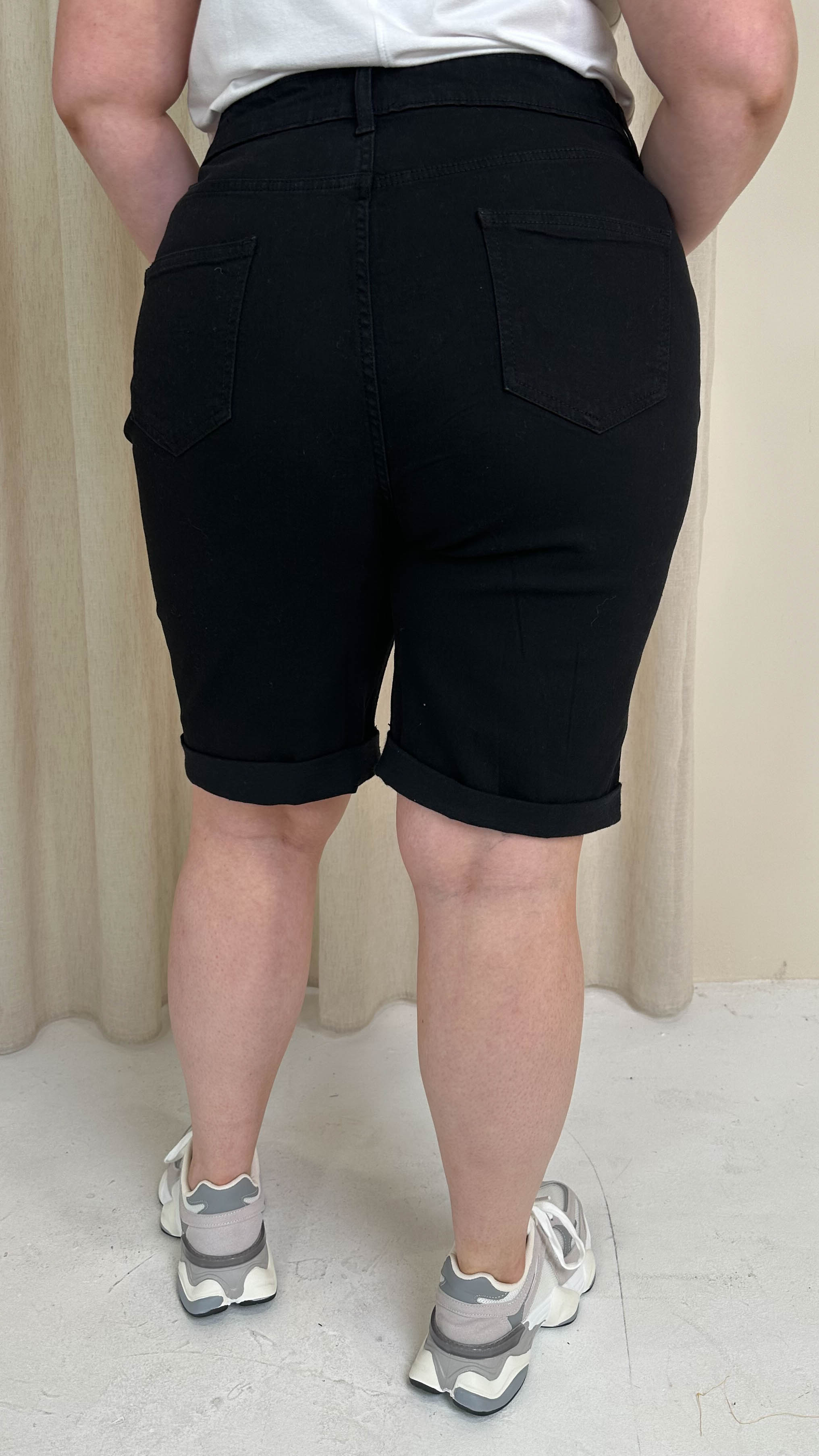 CurveWow Mom Style Denim Shorts Jet Black