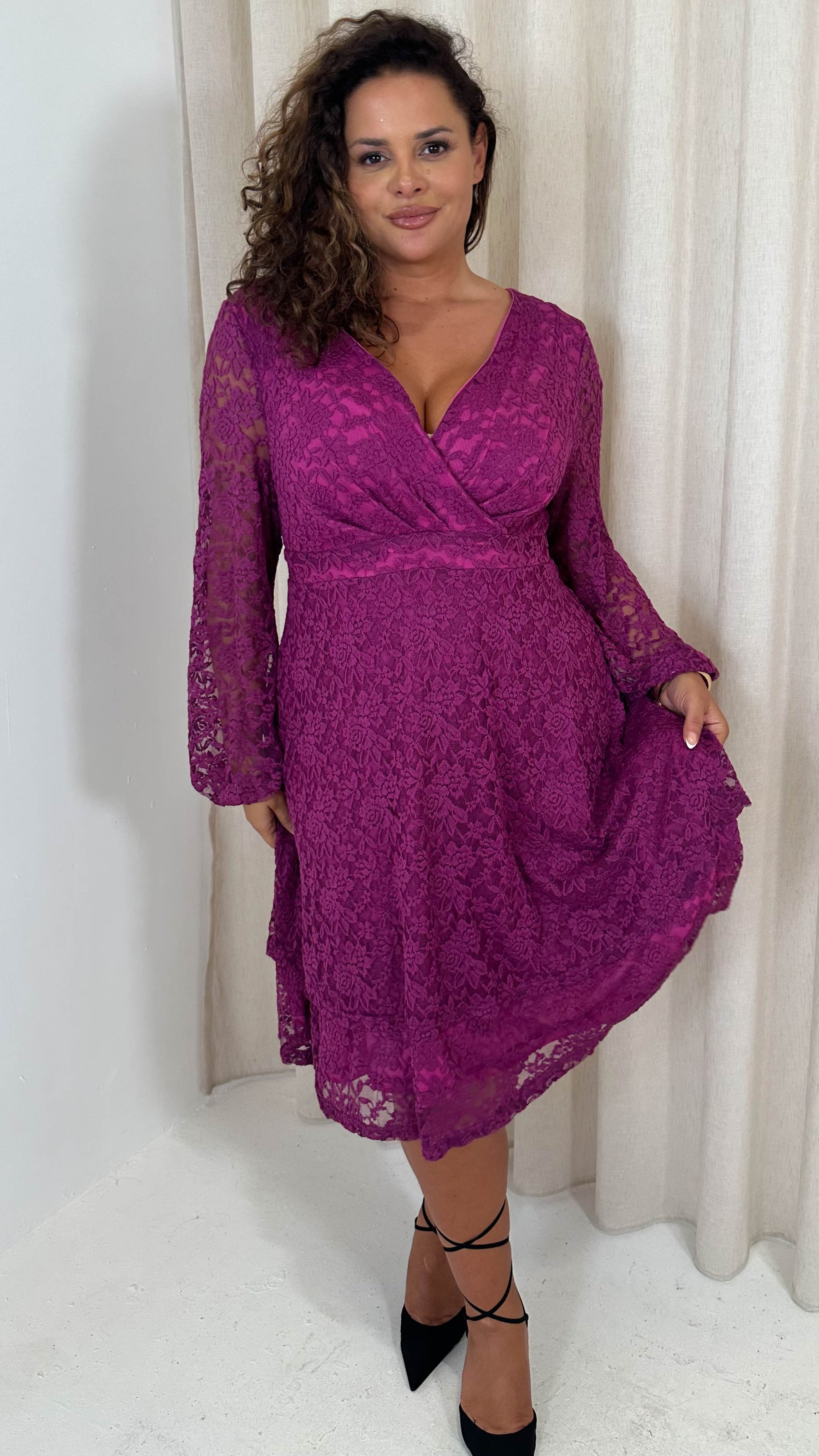 magenta skater dress Shiny Magenta Skater Dress - Flirty Skater Dress - Mini Dress