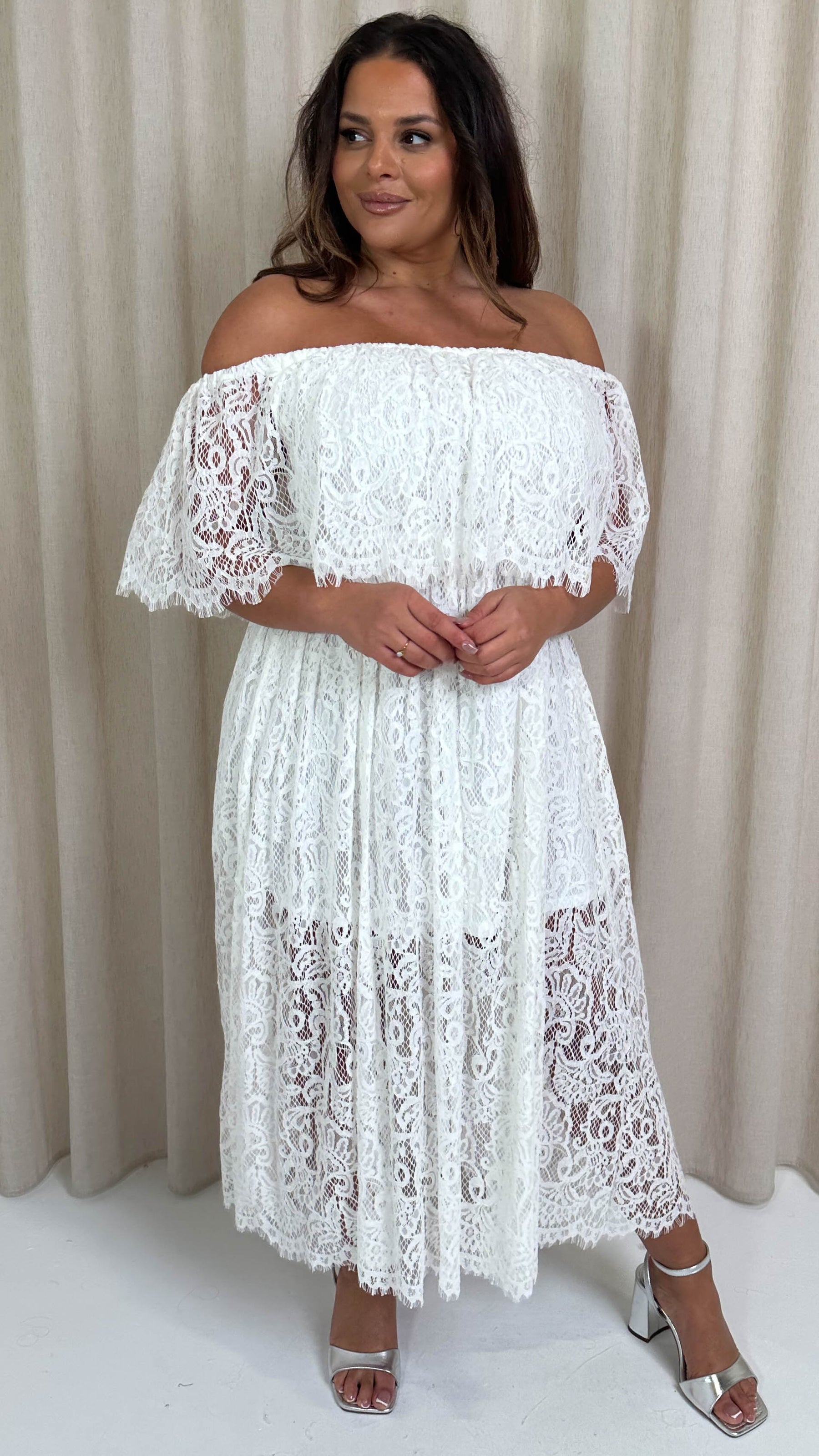 Beach Dress Plus Size White Bardot Dress CurveWow Lace Bardot Maxi Dress White Curvewow Beach Dress Plus Size White Bardot Dress CurveWow Lace Bardot Maxi Dress White Curvewow
