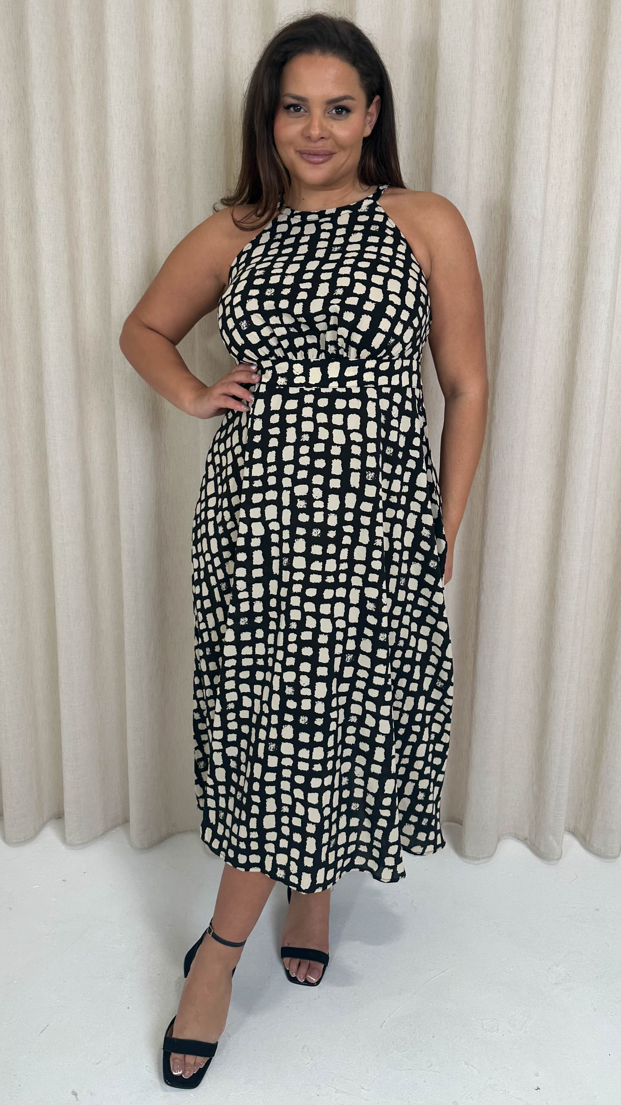 CurveWow Racer Cami Dress Mono Smudge