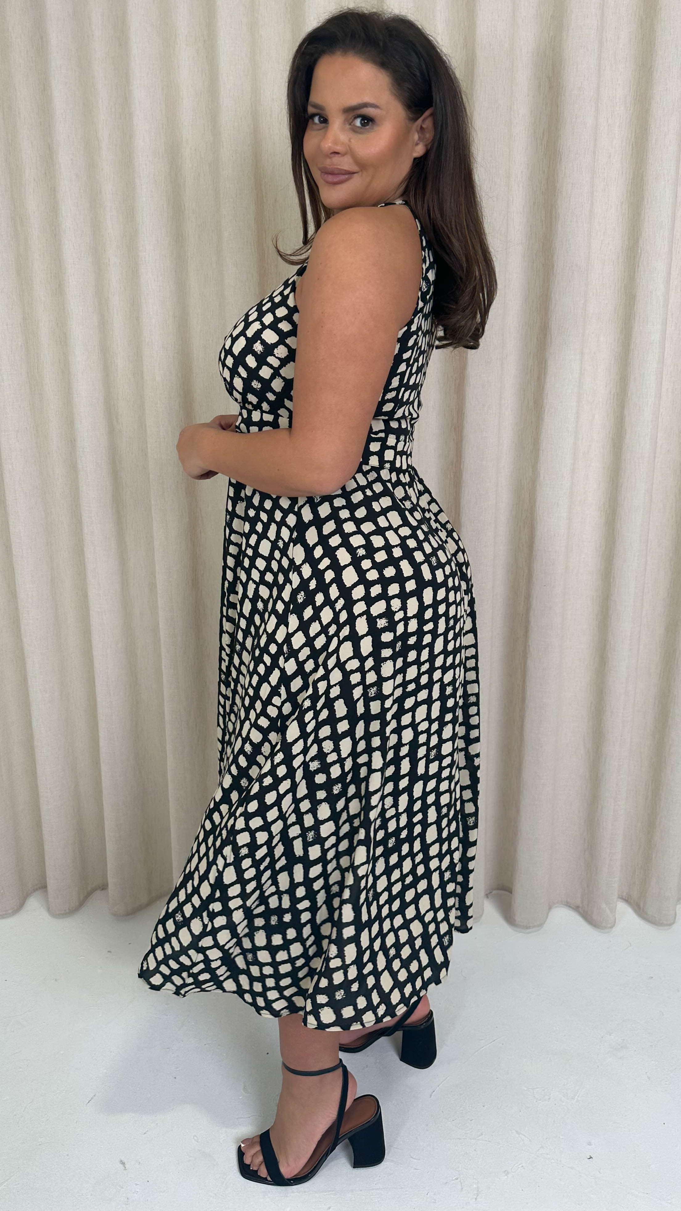 CurveWow Racer Cami Dress Mono Smudge