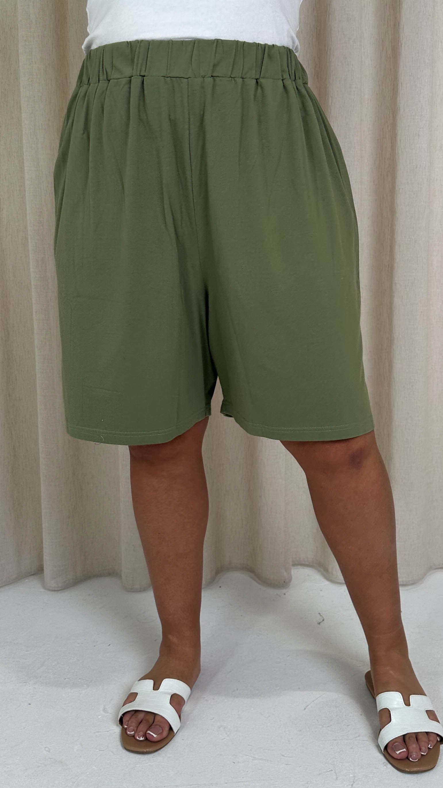 CurveWow Pull On Shorts Khaki
