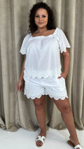 CurveWow Broderie Scallop Edge Short White