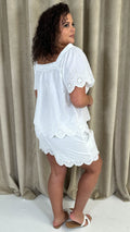 CurveWow Broderie Scallop Edge Short White