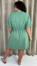 CurveWow Mini Drawcord T-Shirt Dress Basil Green