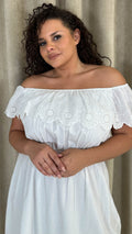 CurveWow Broderie Bardot Midi Dress White