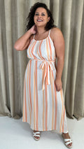 CurveWow Maxi Dress White & Orange Stripe