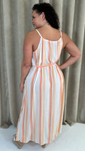 CurveWow Maxi Dress White & Orange Stripe