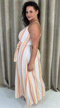 CurveWow Maxi Dress White & Orange Stripe