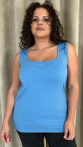 CurveWow Square Neck Basic Vest Blue