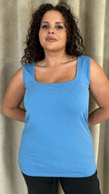 CurveWow Square Neck Basic Vest Blue