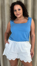 CurveWow Broderie Scallop Edge Short White