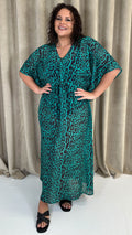 CurveWow Kaftan Maxi Green Leopard