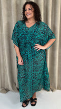 CurveWow Kaftan Maxi Green Leopard