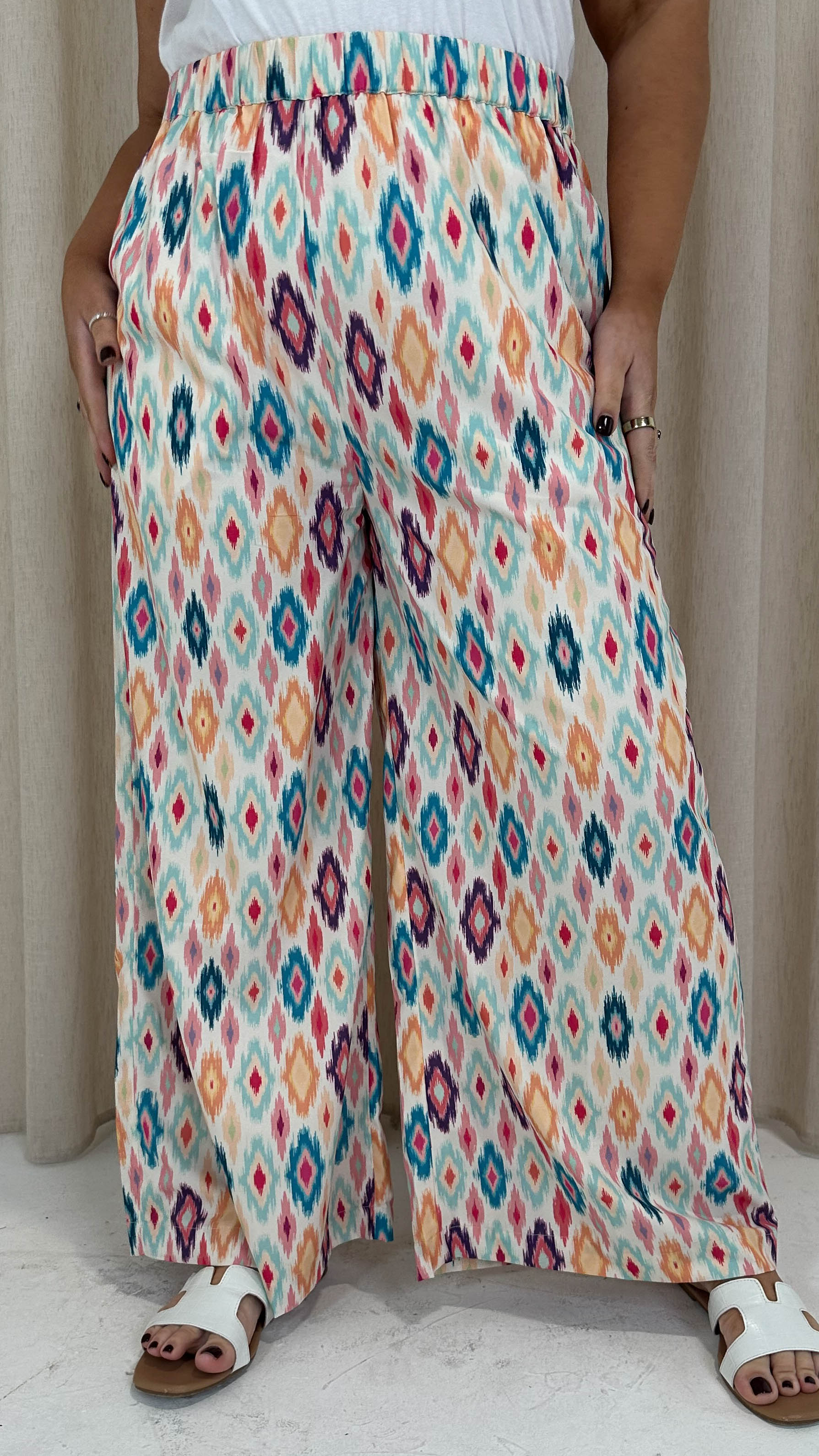 CurveWow Wide Leg Trouser Multi Diamond