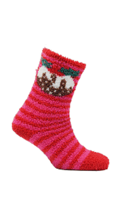 Snuggle Toes Christmas Pudding Cosy Socks With Gripper Sole
