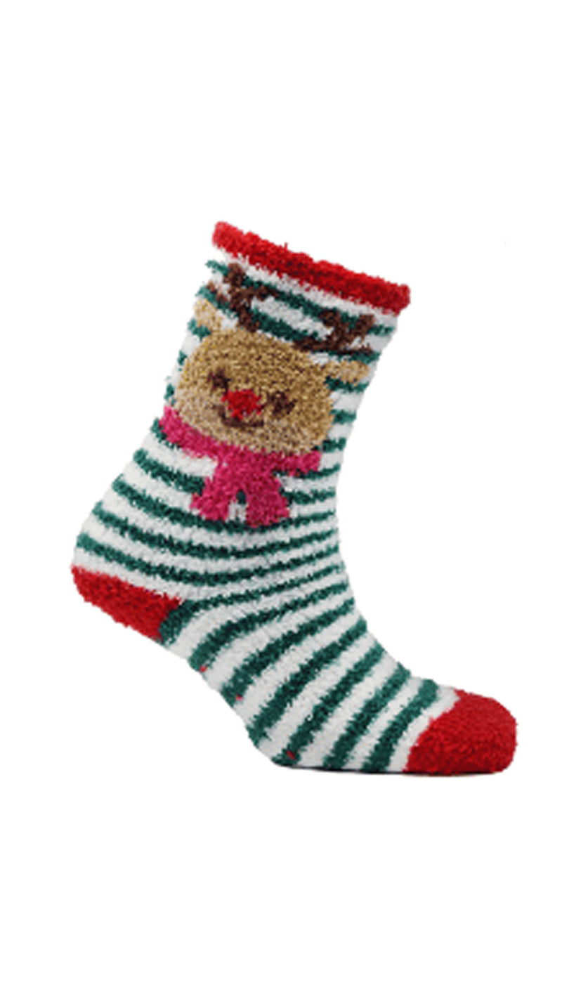 Snuggle Toes Christmas Reindeer Cosy Socks With Gripper Sole