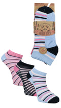3 Pack Bamboo Trainer Socks Blue Stripe