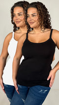 CurveWow 2 Pack Basic Cami Top Black & White