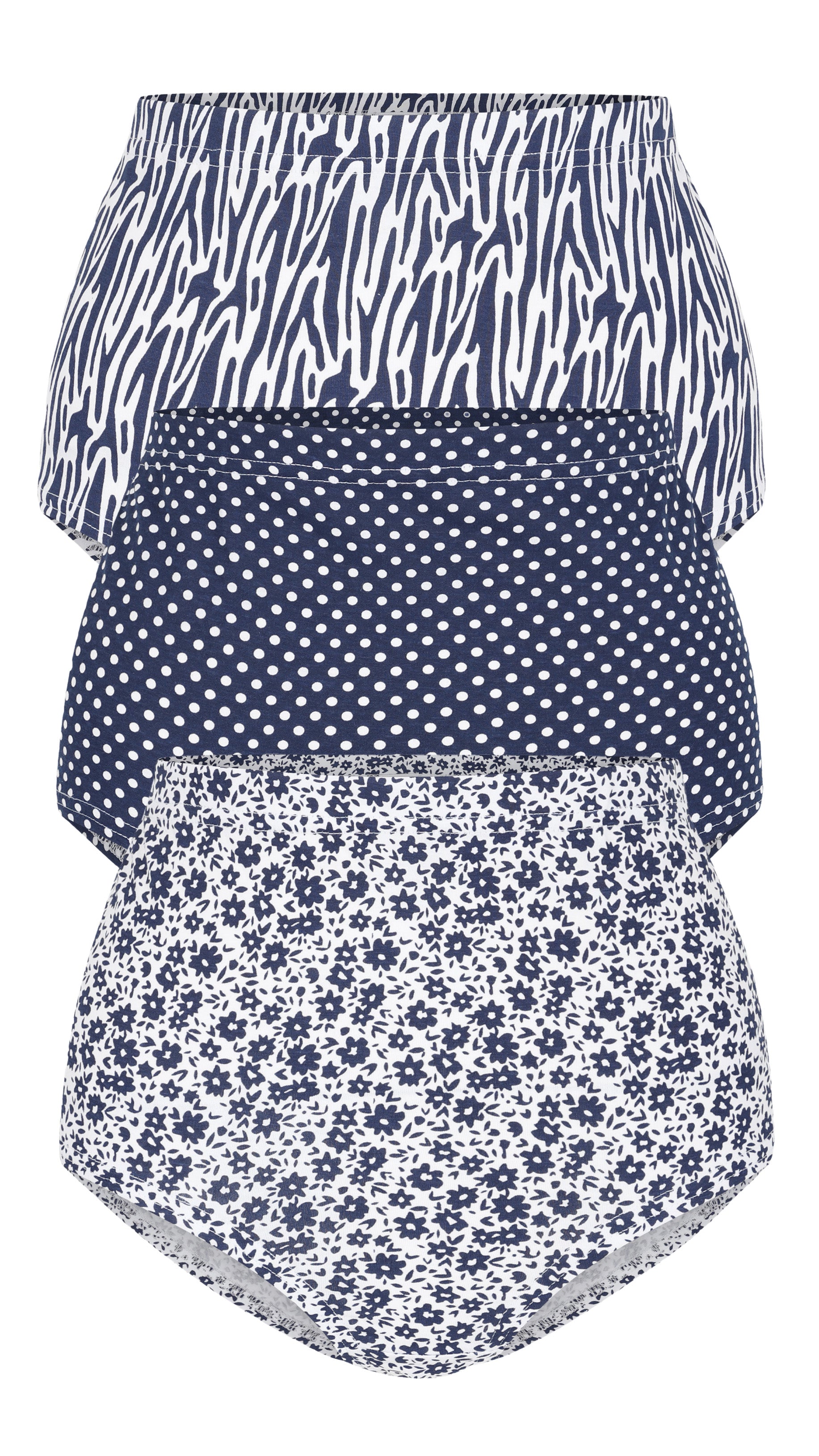 CurveWow 3 Pack Printed Briefs Navy Print