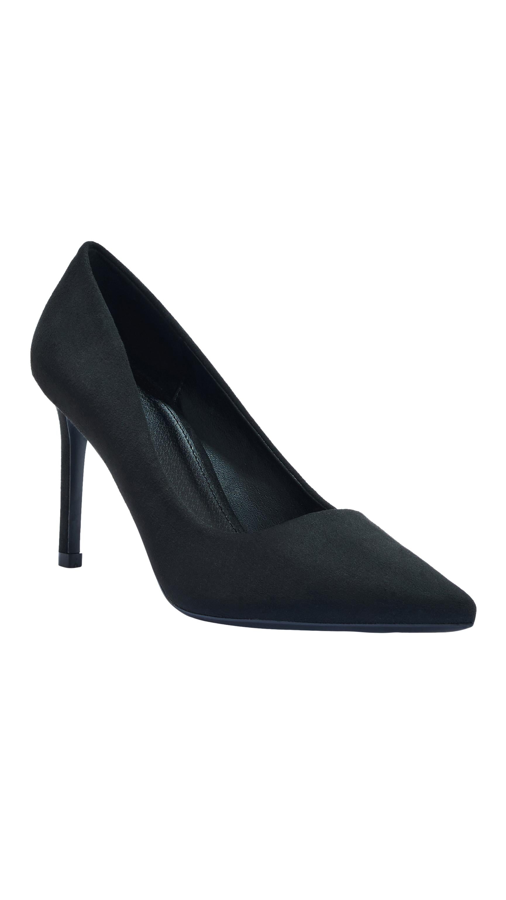 Wide Fit Stiletto Court Shoes Black Micro