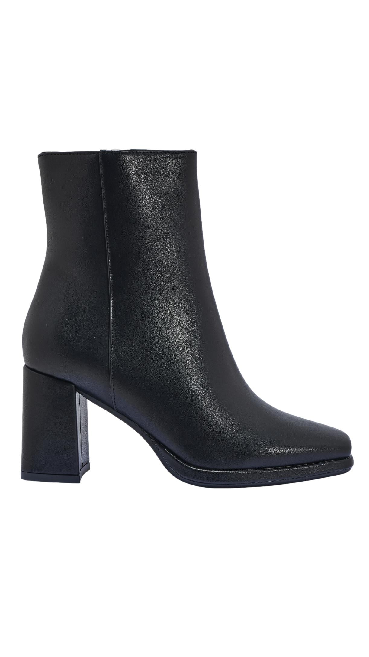 Wide Fit PU Heeled Ankle Boots