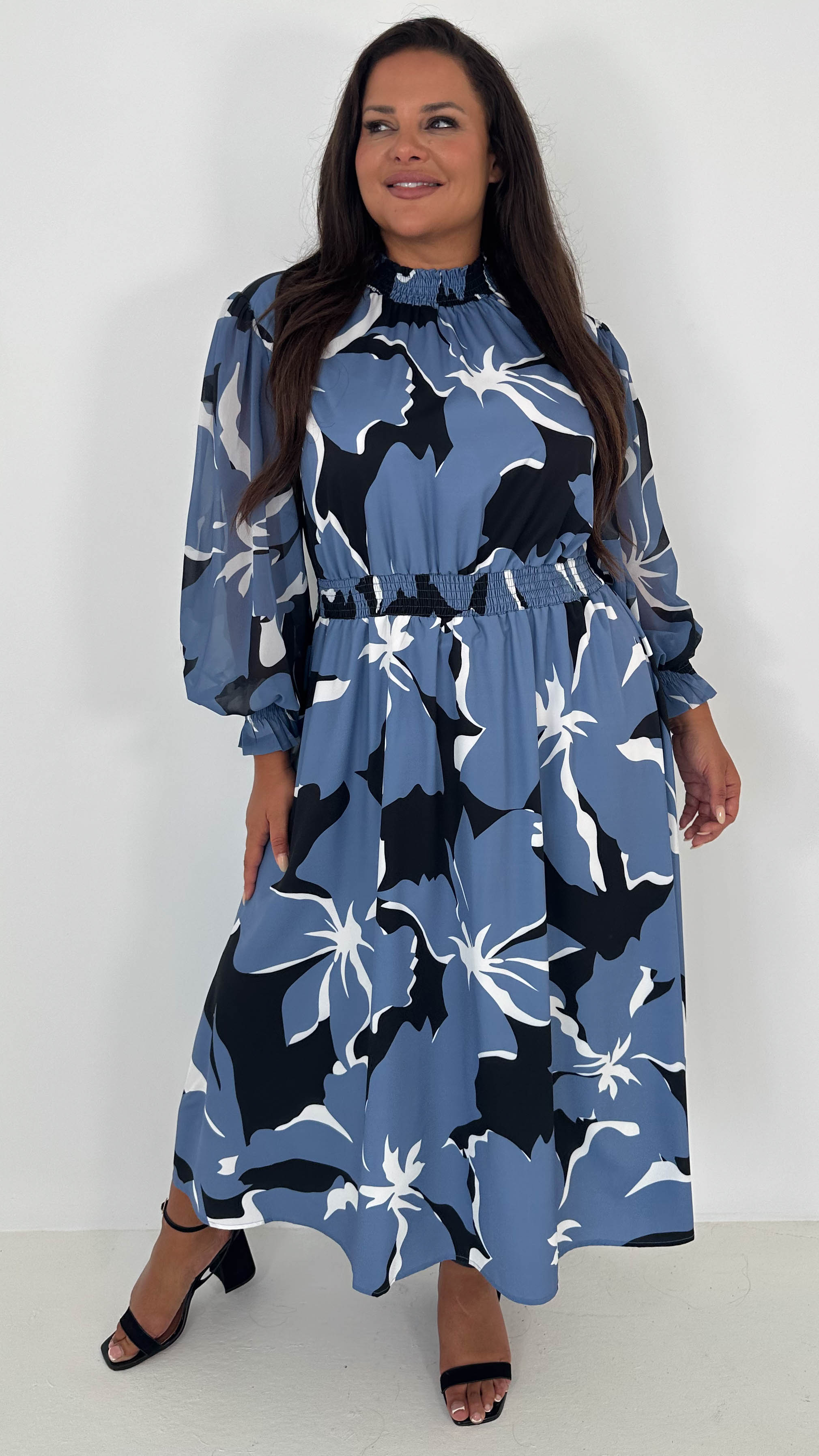 ｖｉｖｉｖｉｖｉ❤️ CurveWow High Neck Midaxi Dress Purple Floral