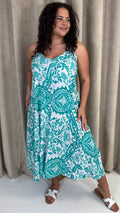CurveWow Paisley Cami Dress Turquoise