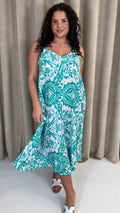 CurveWow Paisley Cami Dress Turquoise