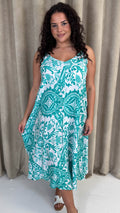 CurveWow Paisley Cami Dress Turquoise