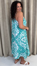 CurveWow Paisley Cami Dress Turquoise