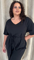 CurveWow Drawcord Waist Playsuit Black