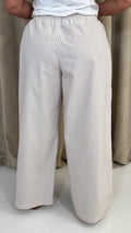 CurveWow Linen Stripe Wide Leg Trousers Sand