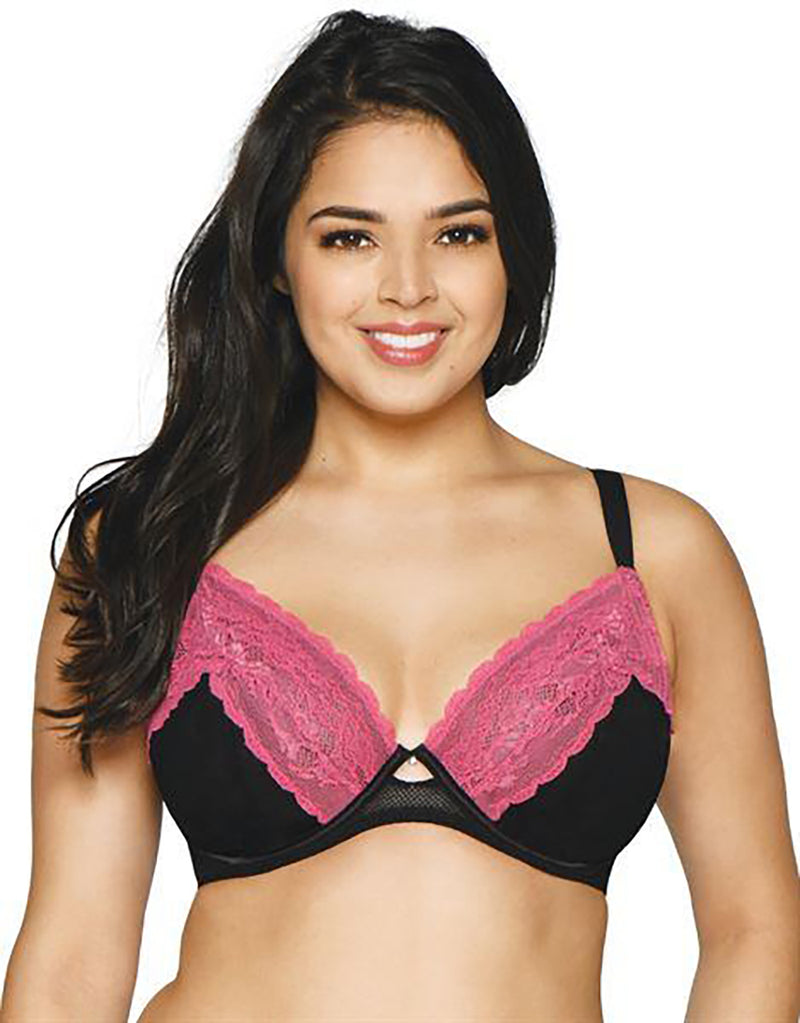 Curvy Kate In Love With Lace Black/Pink Plunge Bra