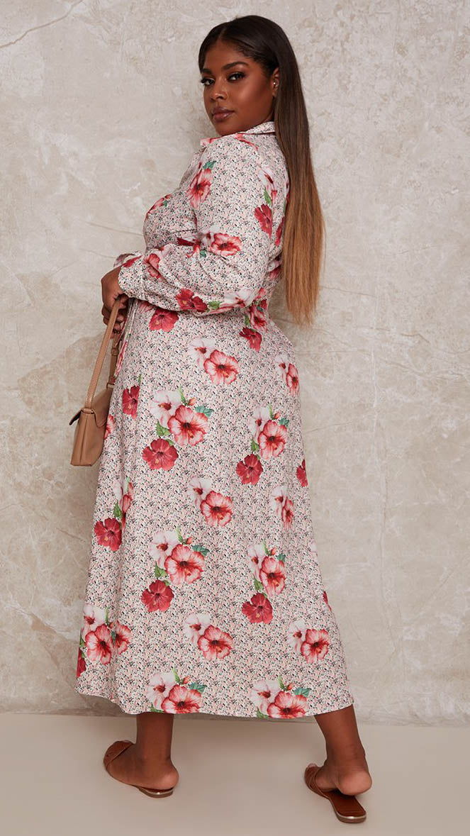 Chi Chi Floral Print Maxi Shirt Dress