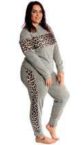 River Leopard Print Stripe Lounge Sweatshirt Grey