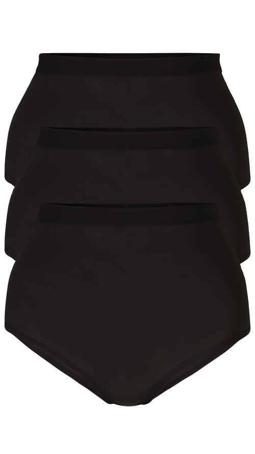 CurveWow 3 Pack Lace Briefs Black