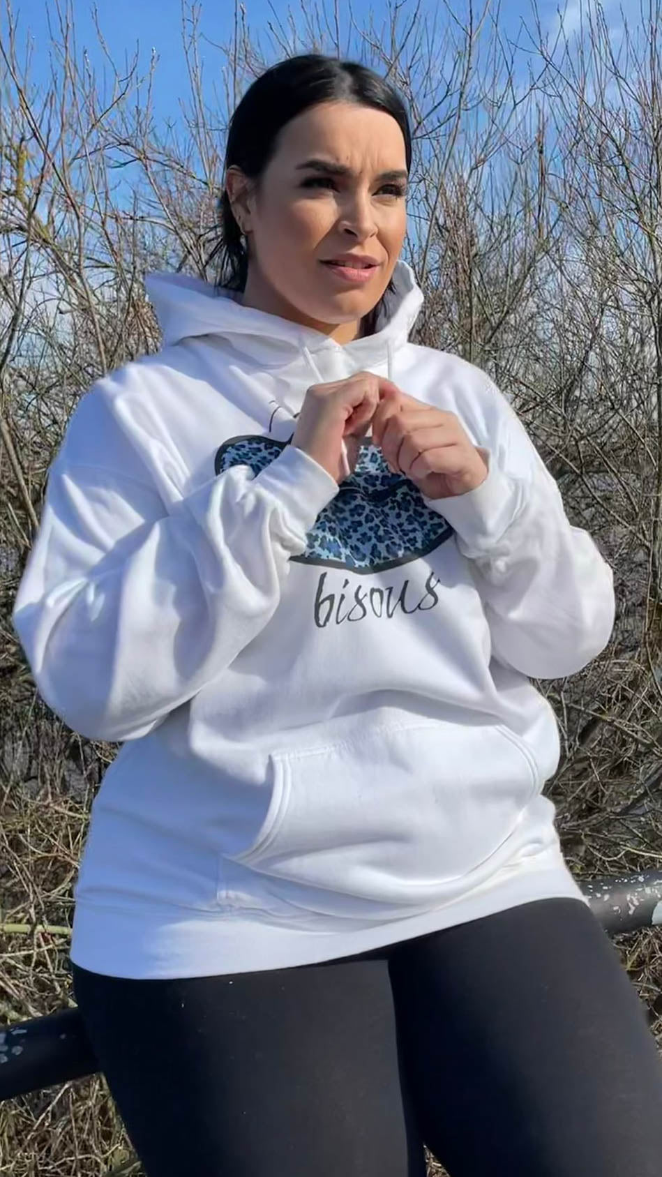 CurveWow Lips Print Hoodie White