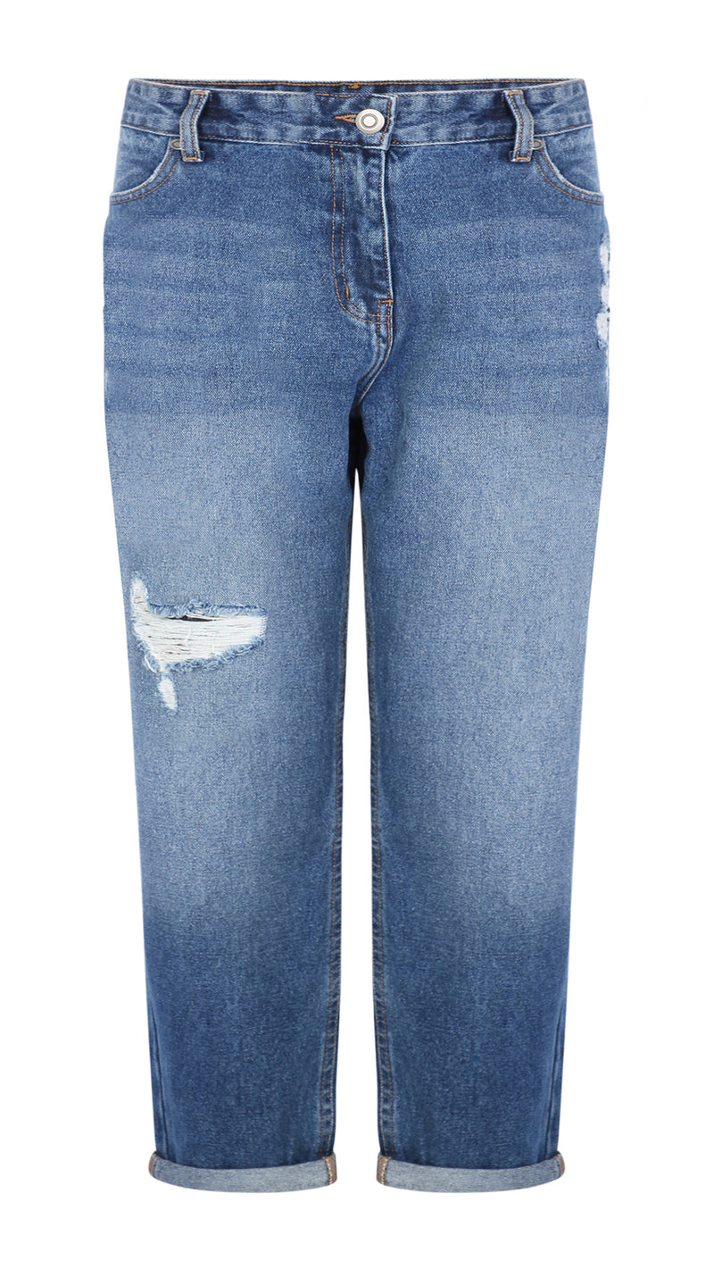 CurveWow Ripped Slouch Boyfriend Jean Vintage Indigo Curvewow