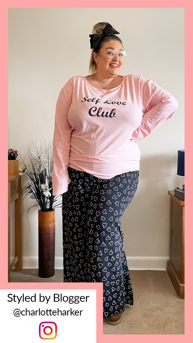 CurveWow Pink Long Sleeved Slogan PJ Set