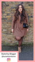 CurveWow Ribbed Swing Dress Brown