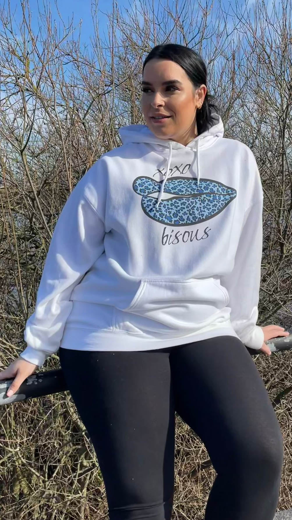CurveWow Lips Print Hoodie White