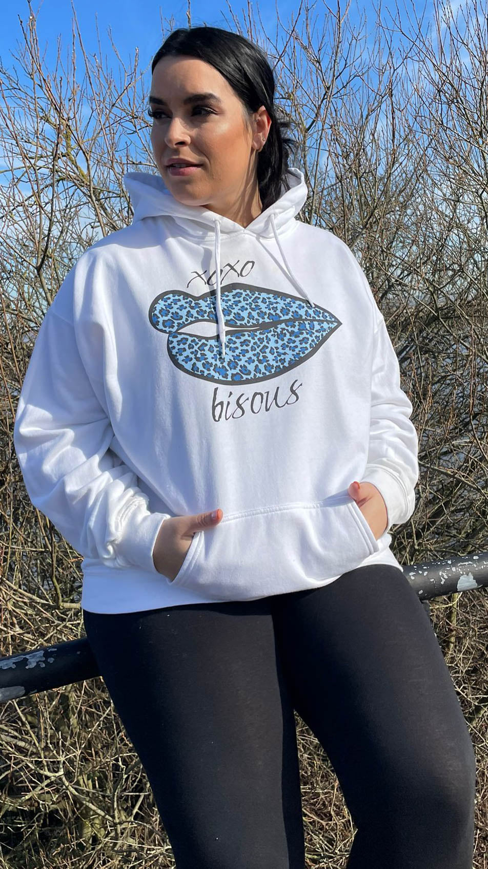 CurveWow Lips Print Hoodie White