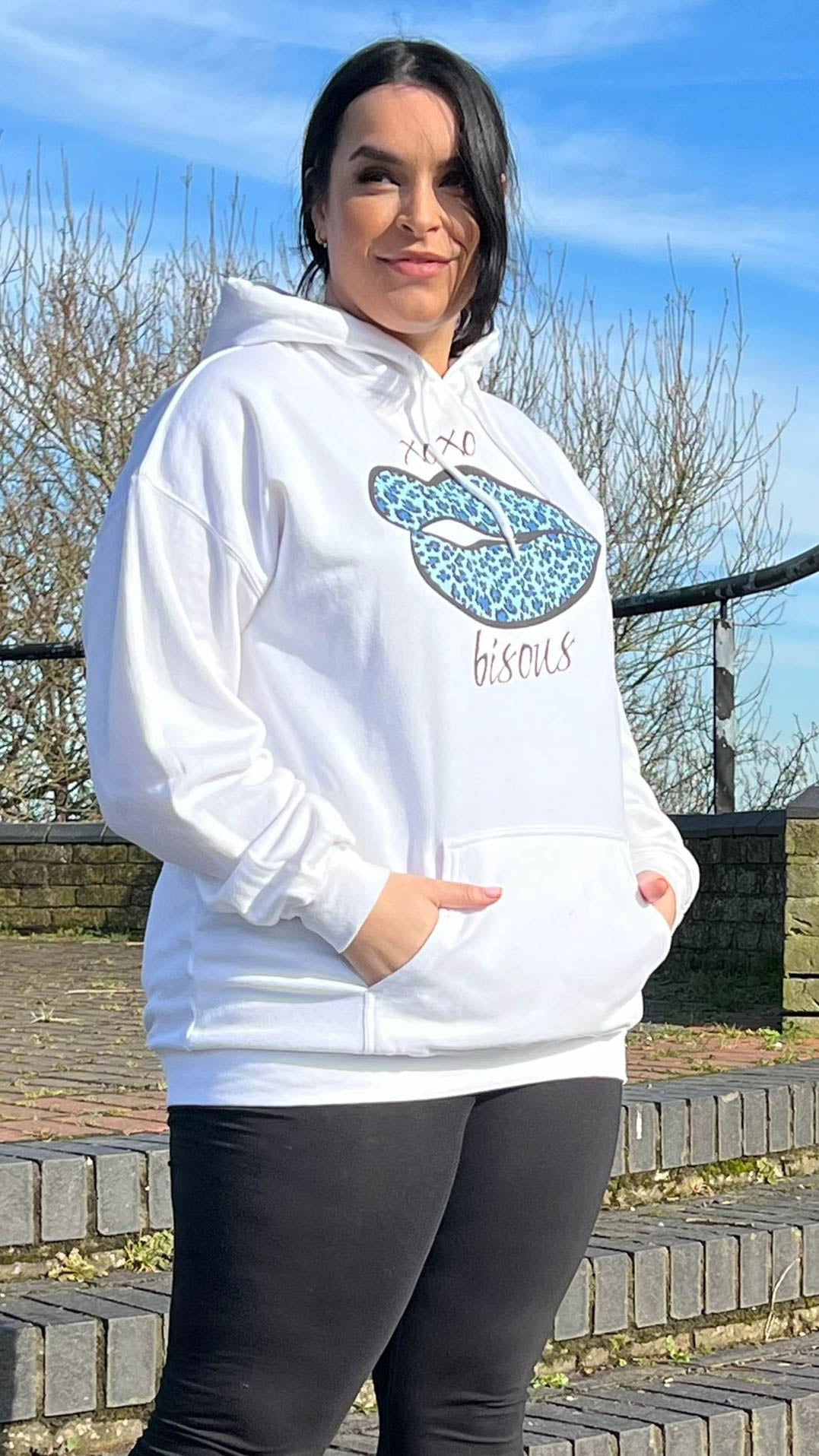 CurveWow Lips Print Hoodie White