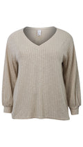 Olivia Oatmeal Ribbed Knitted Top