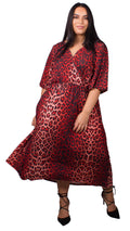 CurveWow Red & Orange Animal Print Wrap Maxi Dress